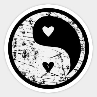 Yin Yang Hearts white Sticker